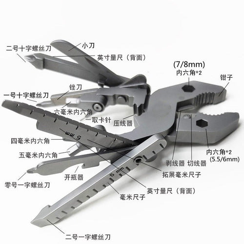 25-in-1 Multitool Clamps and Vises Stainless Steel Pocket Knife with Screwdriver Sleeve with Sheath-Perfect for Outdoor, Survival, Camping, Hiking, Simple Repair