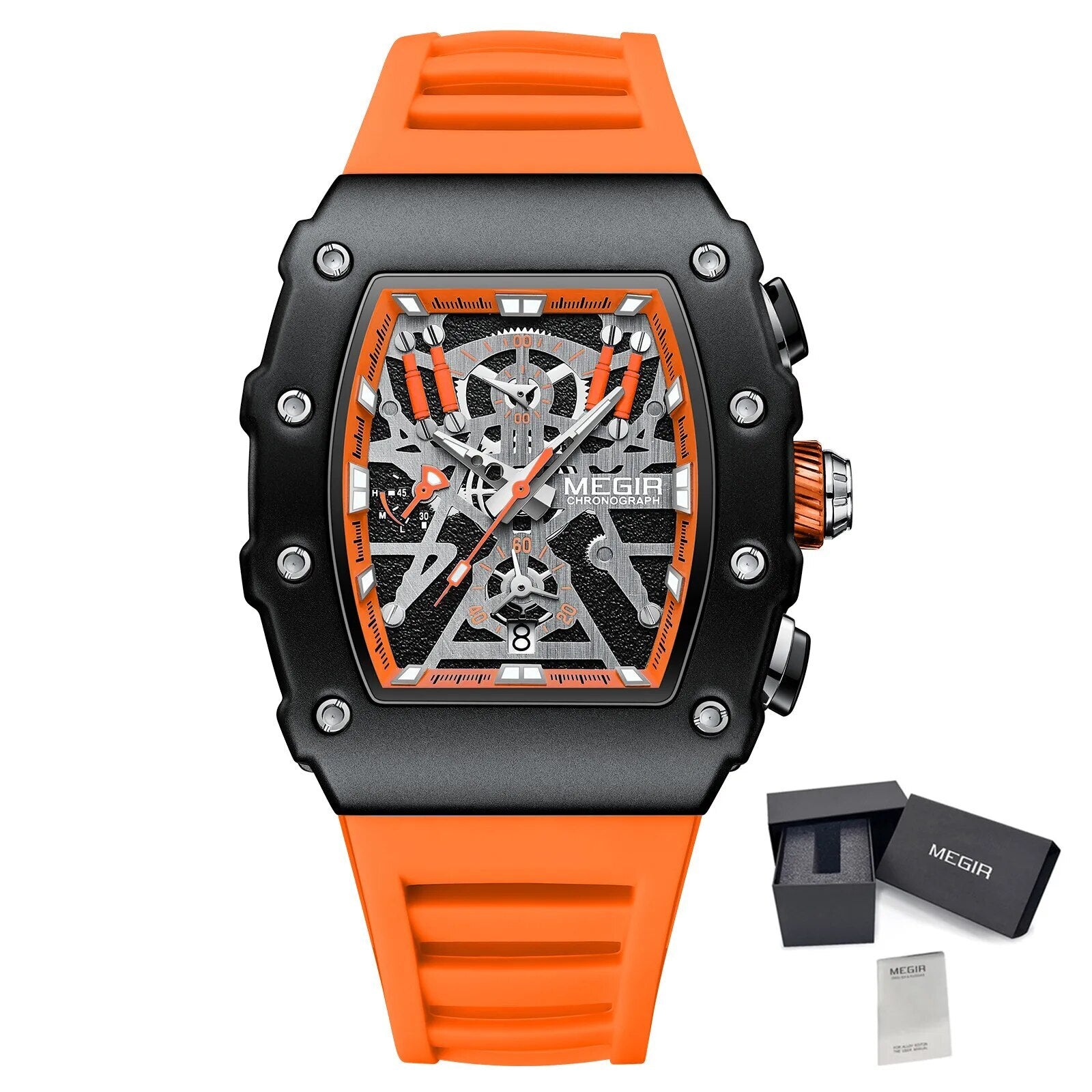 MEGIR Luxury Outdoor Sport Wristwatch for Men Silicone Waterproof Watches Quartz Military Watch Male Clock Chronograph 2218