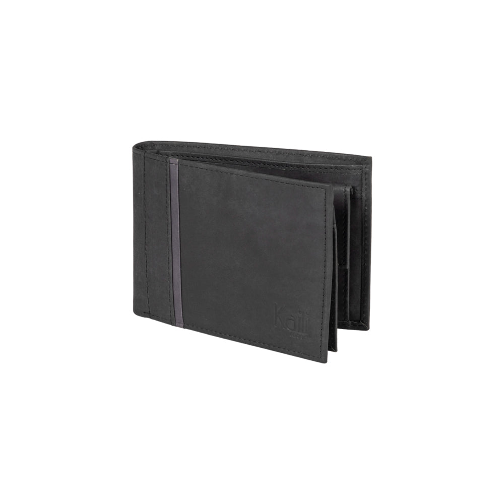 K12220AF | Portafogli Uomo in Vera Pelle pieno fiore, Naked. Colore Nero. Protezione RFID. Dimensioni da chiuso: cm 11,5 x 8,3 x 2. Confezione: Scatola regalo fondo/coperchio