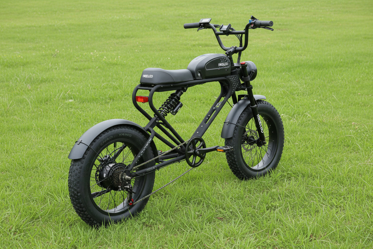 Black electric bike on a white background